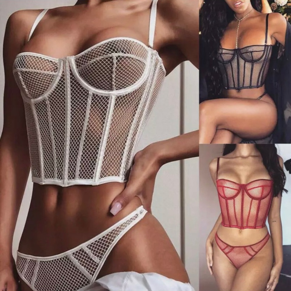 Heavenly Two Piece Net Corset & Panties